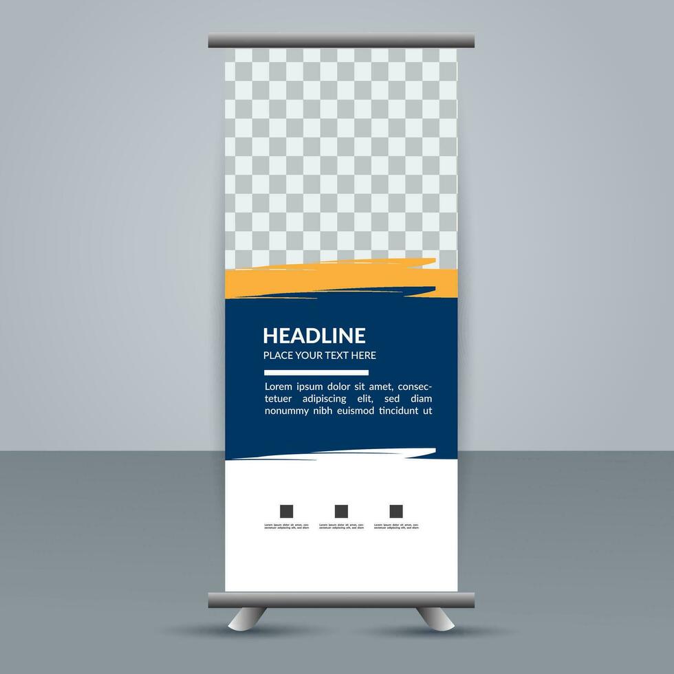 vector Roll up banner template with modern shapes