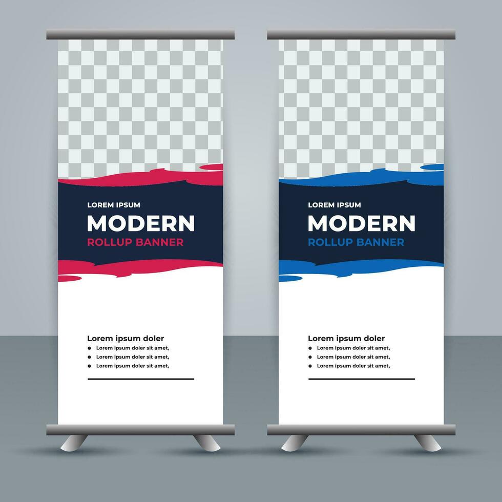 vector Roll up banner template with modern shapes