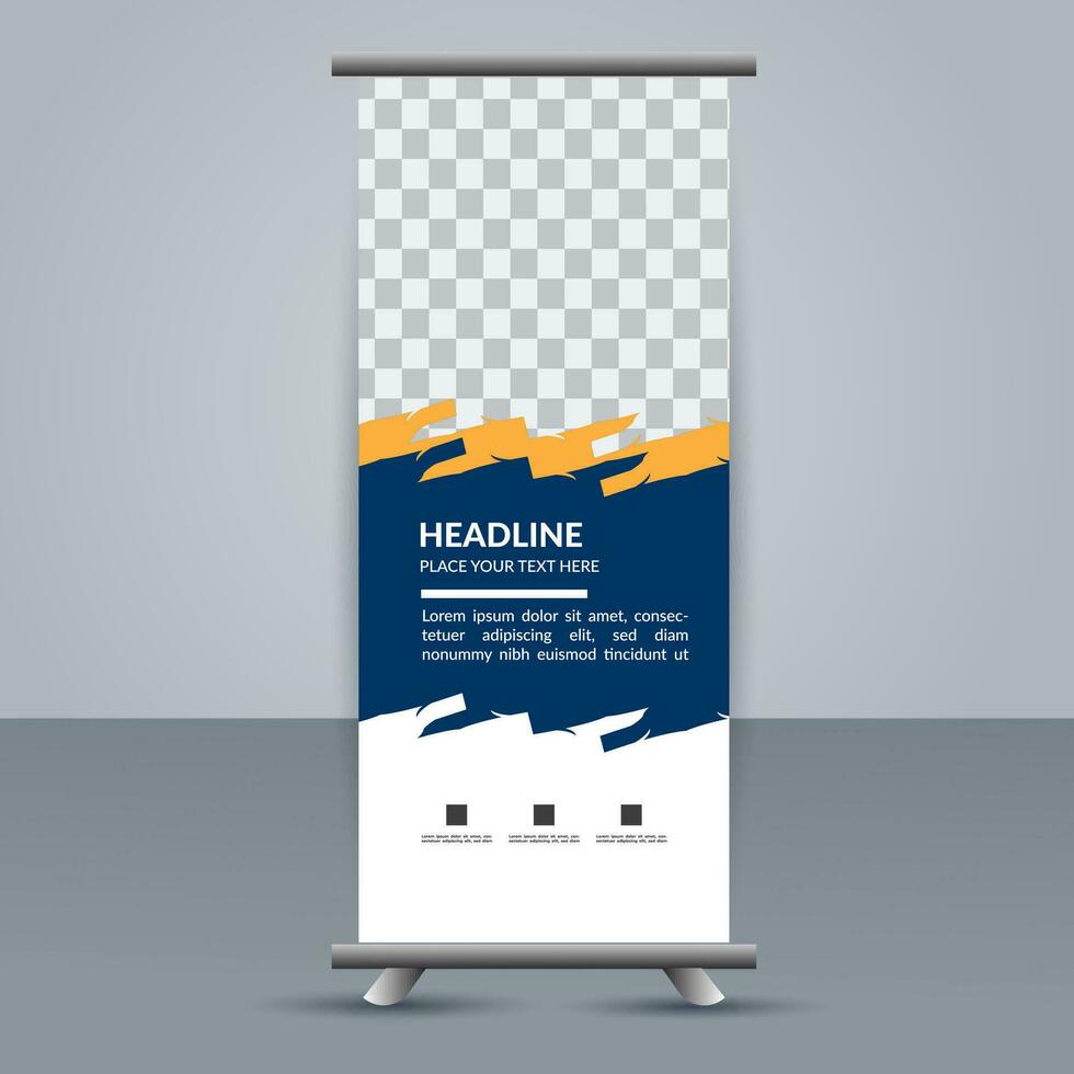 vector Roll up banner template with modern shapes