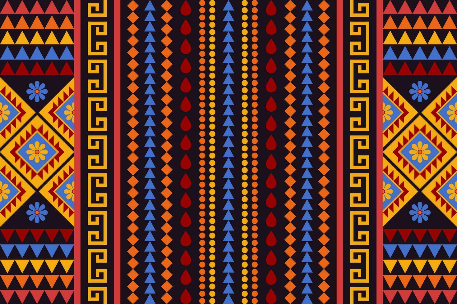 Geometric ethnic pattern traditional Design for background, carpet, wallpaper, clothing, wrapping, Batik, fabric, Vector illustration embroidery style. Tribal pattern