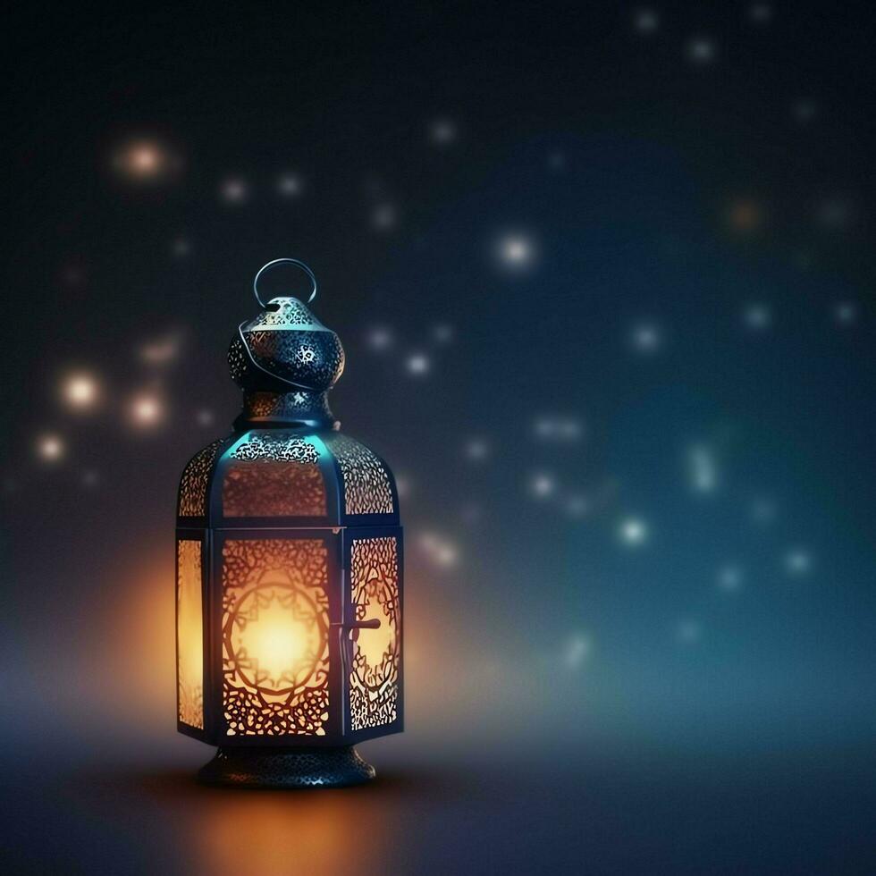 Eid mubarak and ramadan kareem greetings with islamic lantern and mosque. Eid al fitr background. Eid al fitr background of window concept by AI Generated photo