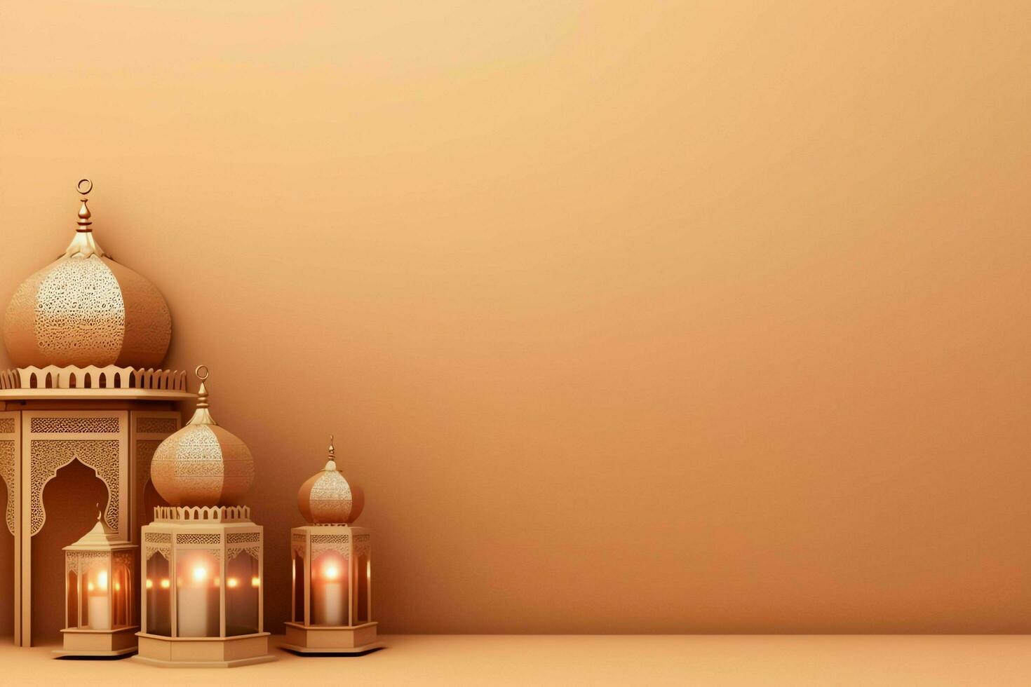 Eid mubarak and ramadan kareem greetings with islamic lantern and mosque. Eid al fitr background. Eid al fitr background of window concept by AI Generated photo