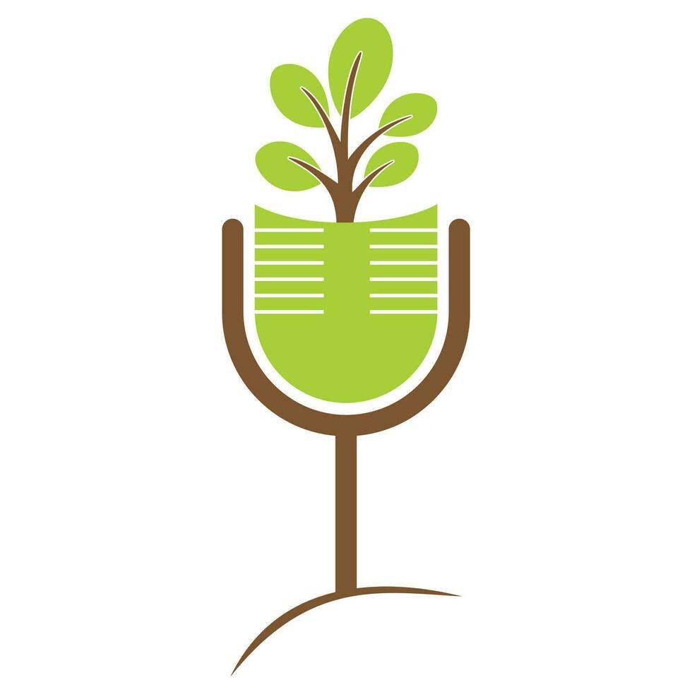 Nature podcast with leaf logo design template vector