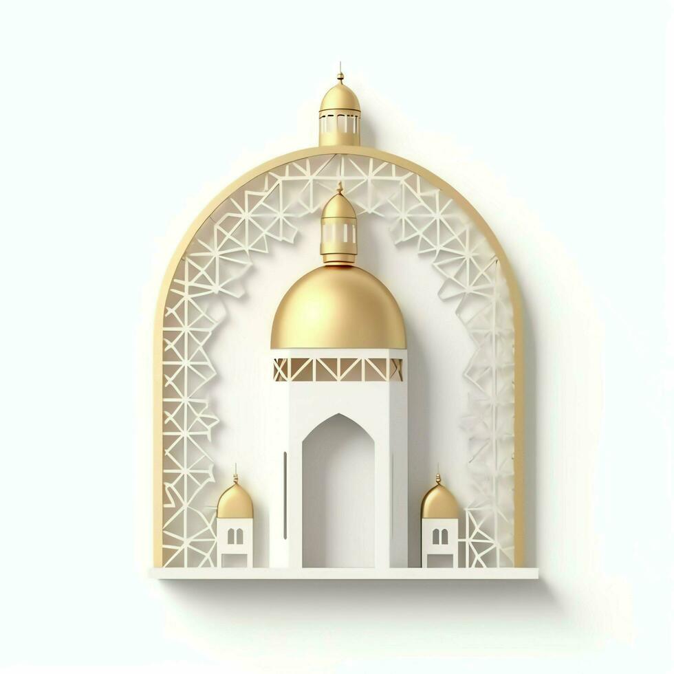 Eid mubarak and ramadan kareem greetings with islamic lantern and mosque. Eid al fitr background. Eid al fitr background of window concept by AI Generated photo