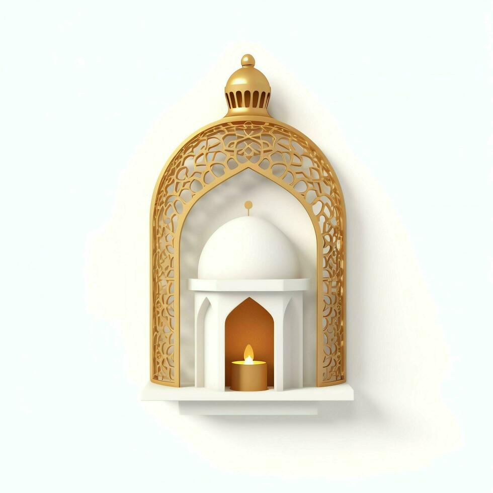 Eid mubarak and ramadan kareem greetings with islamic lantern and mosque. Eid al fitr background. Eid al fitr background of window concept by AI Generated photo