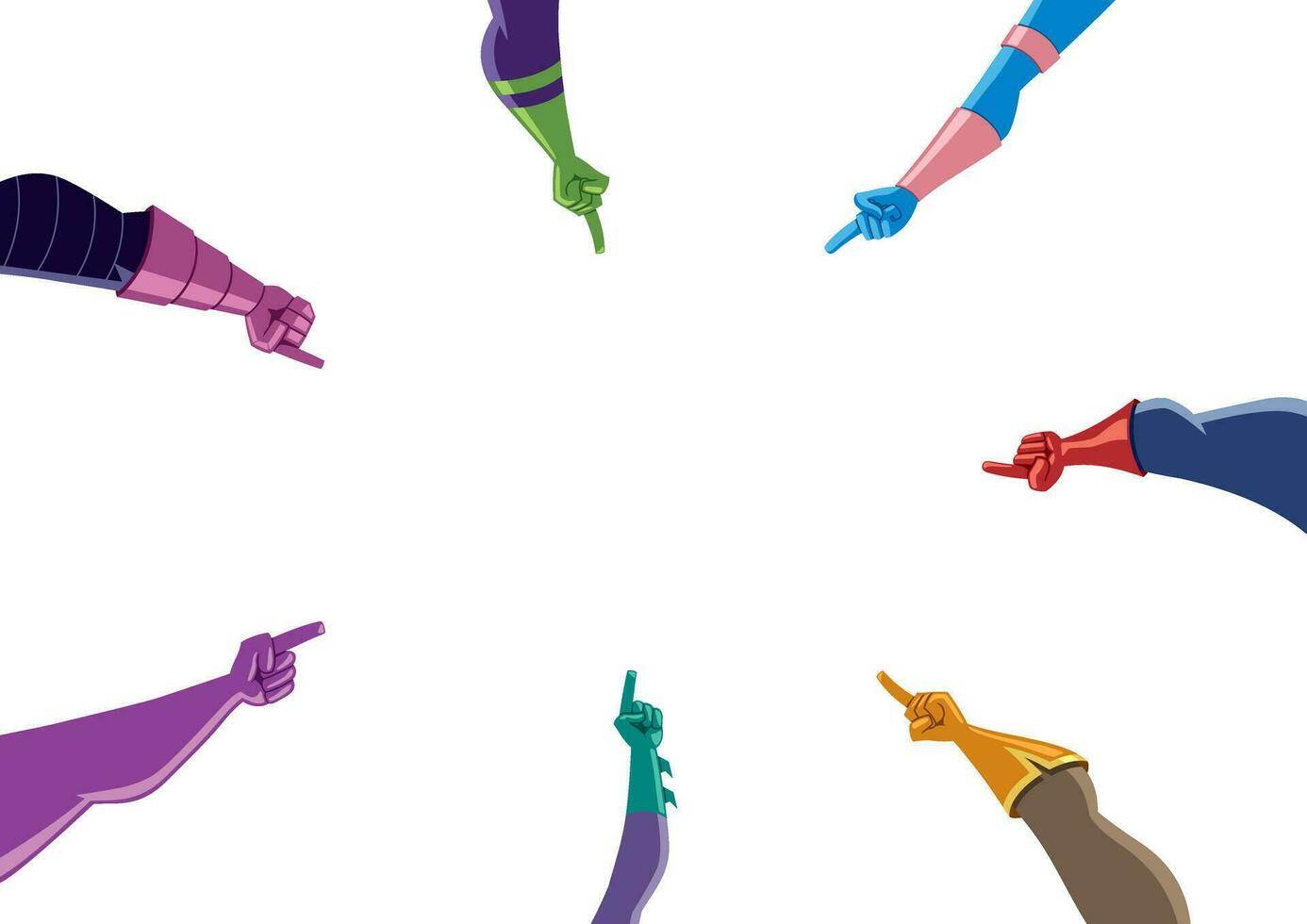 Superhero Hands with Pointing Fingers on White vector