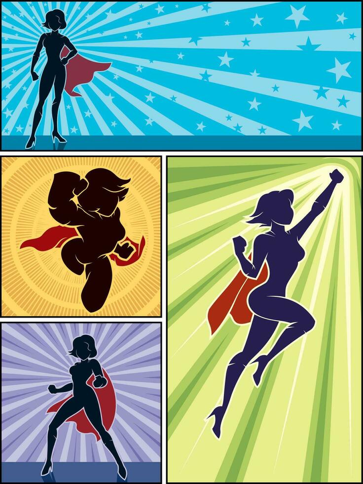 Super Heroine Banners 1 vector