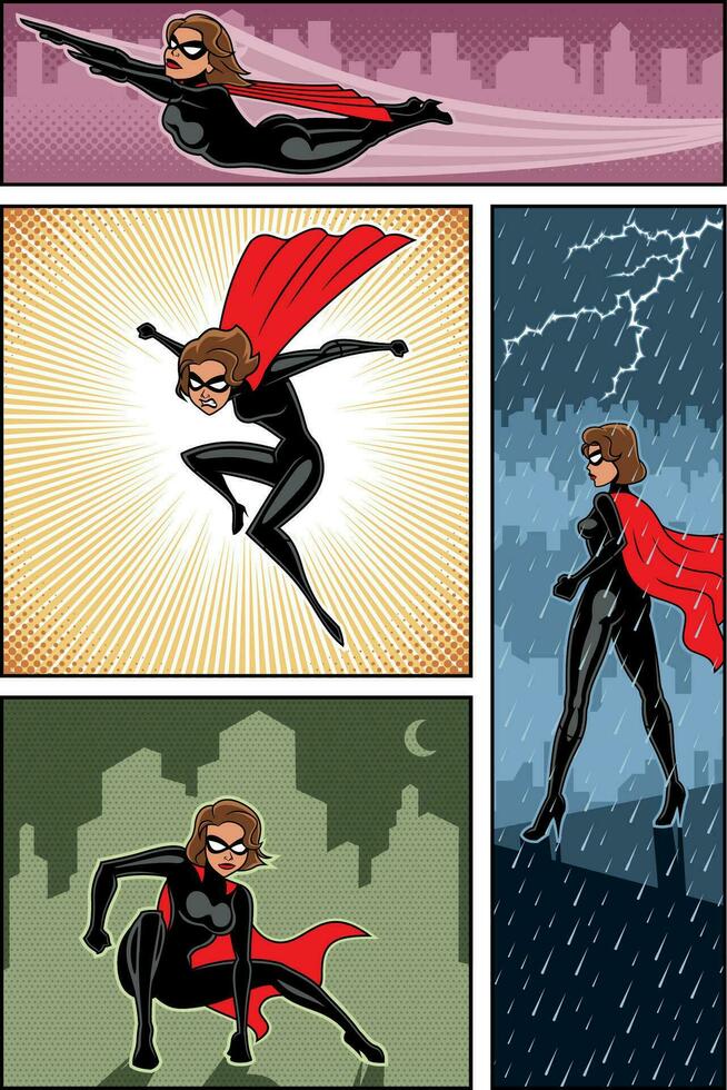 Super Heroine Banners 6 vector