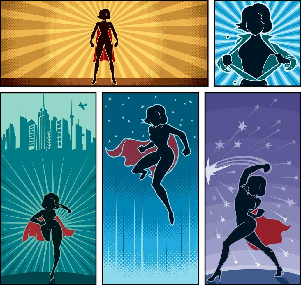 Super Heroine Banners 2 vector