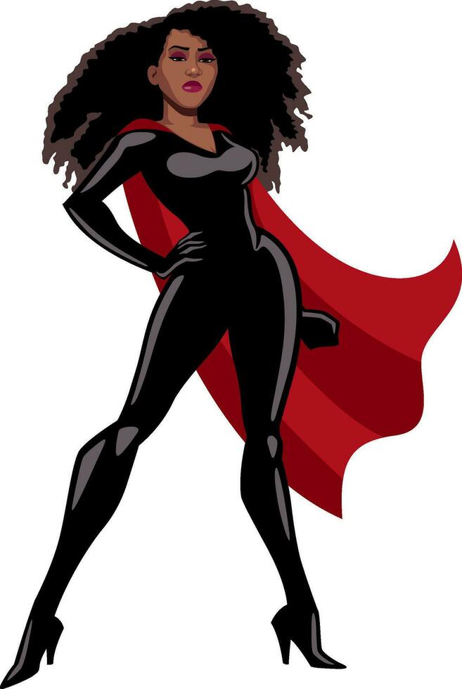 superheroína negro en blanco vector