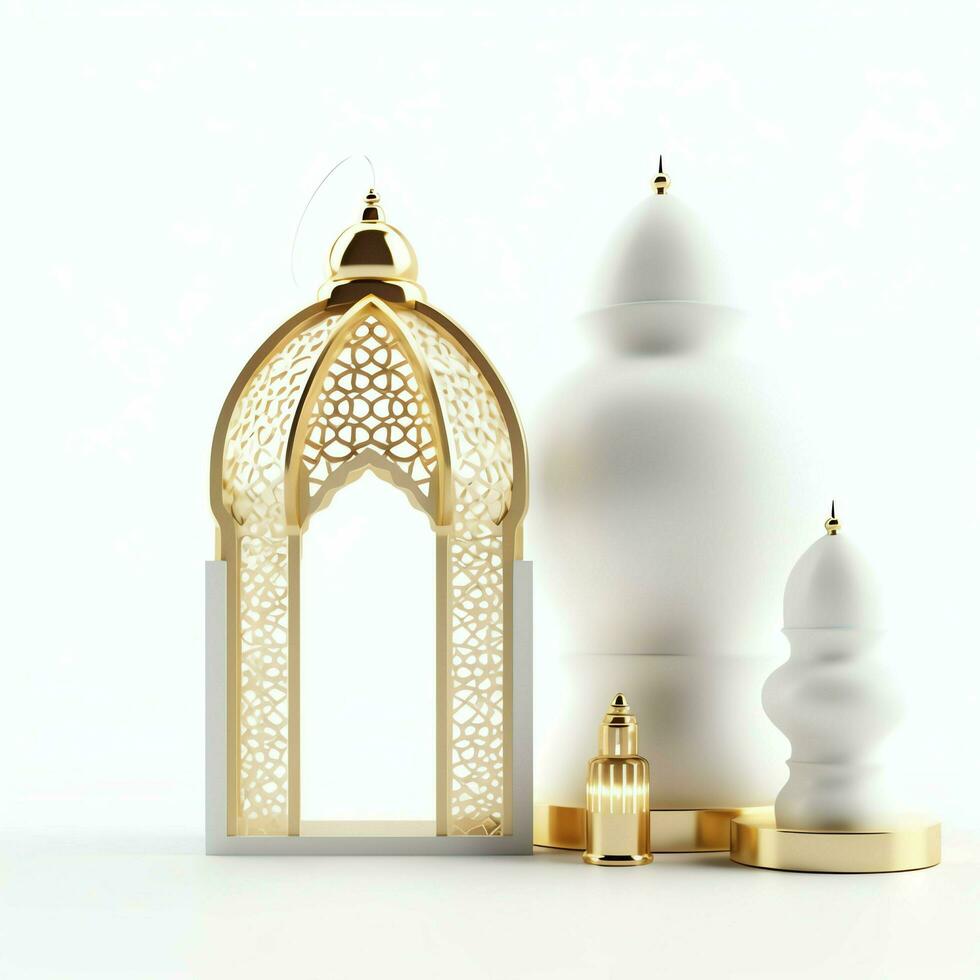 Eid mubarak and ramadan kareem greetings with islamic lantern and mosque. Eid al fitr background. Eid al fitr background of window concept by AI Generated photo