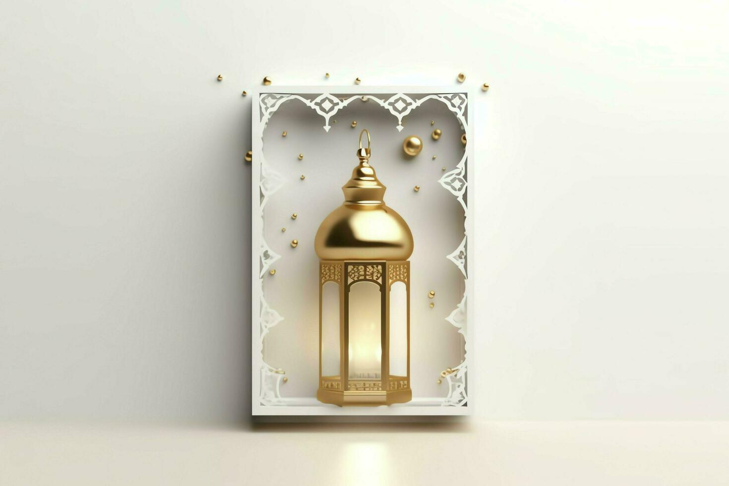 Eid mubarak and ramadan kareem greetings with islamic lantern and mosque. Eid al fitr background. Eid al fitr background of window concept by AI Generated photo