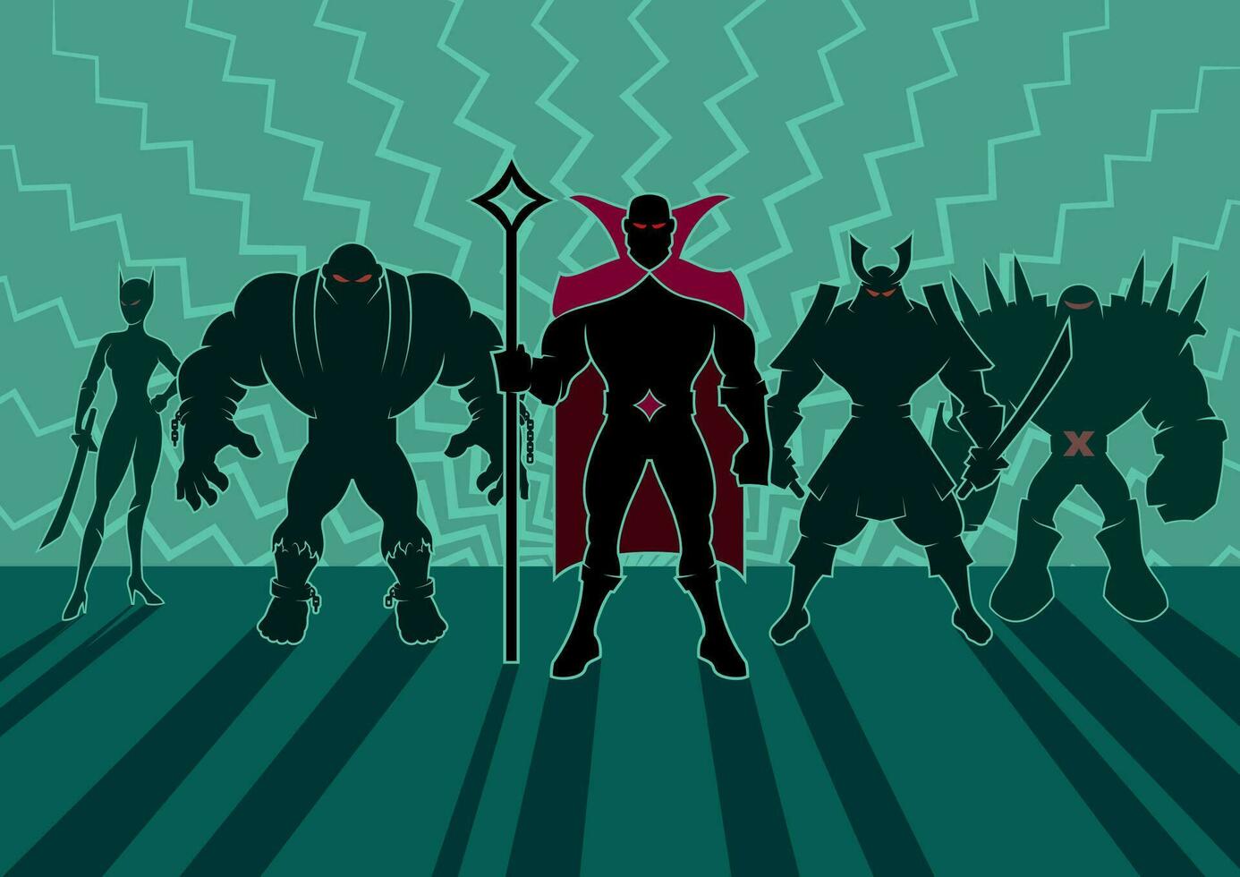 Supervillain Team Silhouettes vector