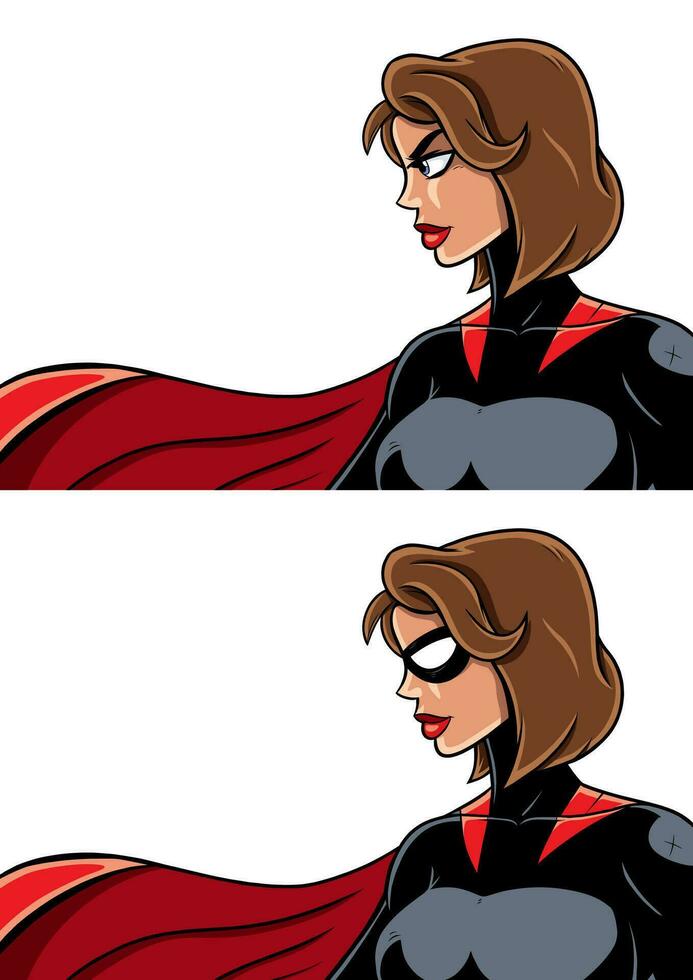 superheroína retrato conjunto vector