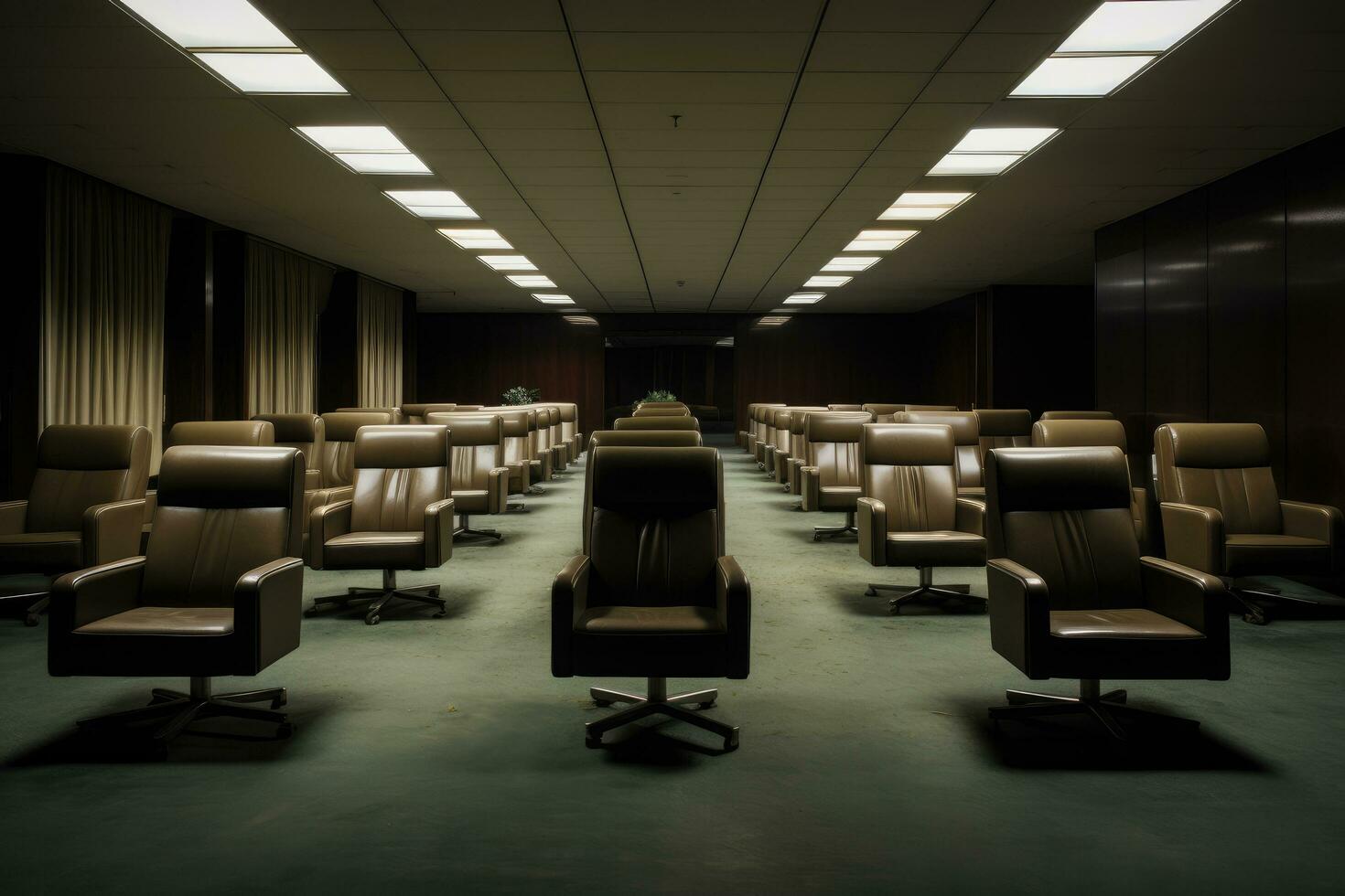 AI generated corporate office room with empty seats , luxury office room decoration for business purpose Ai generator photo
