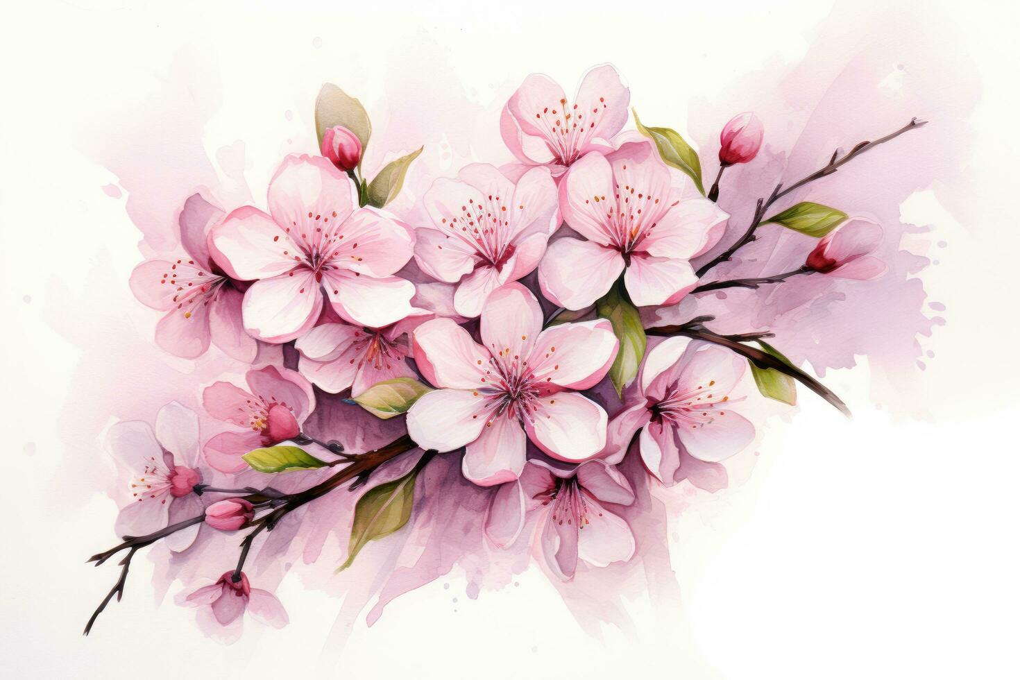 AI generated Closeup of spring seasonal cherry blossom flower and sakura flower on bokeh background Ai generated photo