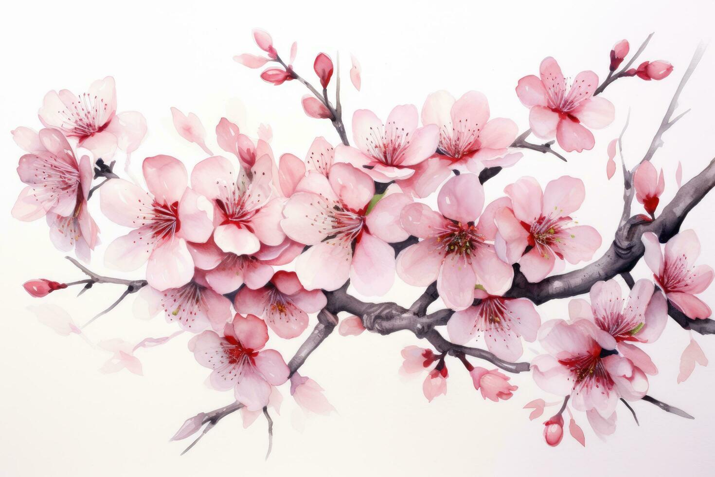 AI generated Closeup of spring seasonal cherry blossom flower and sakura flower on bokeh background Ai generated photo