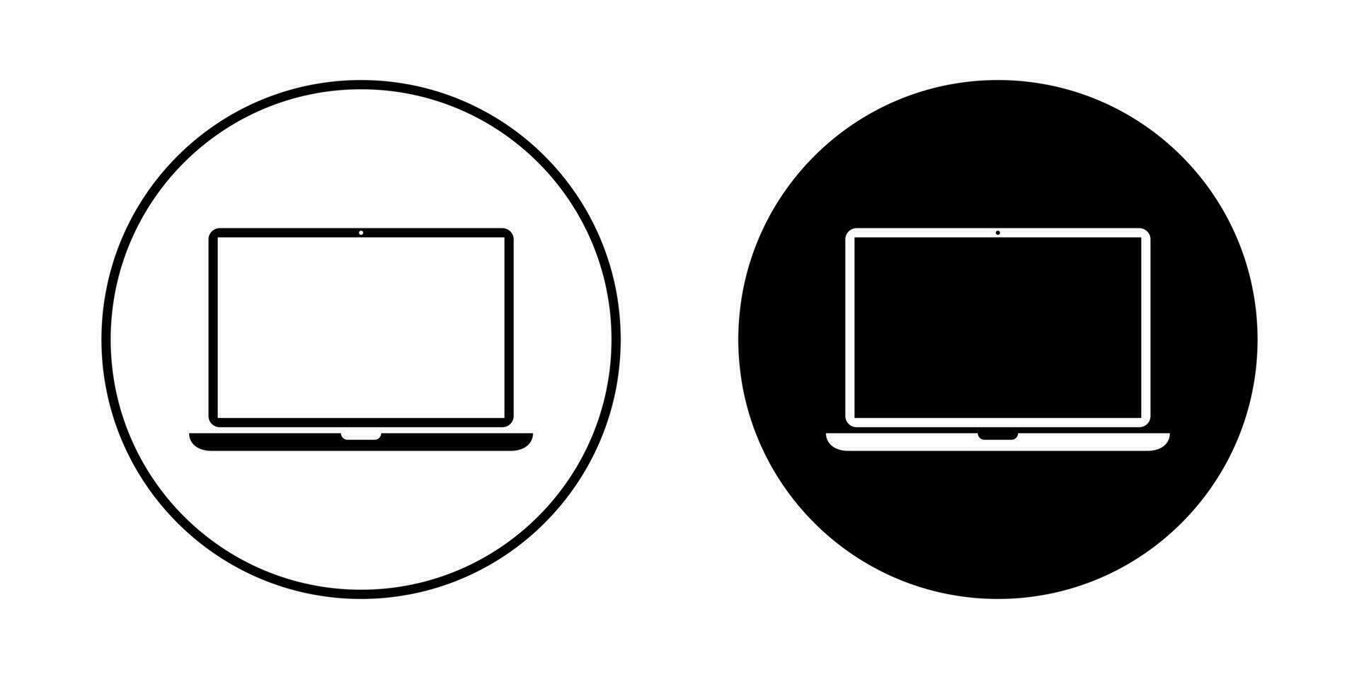 Laptop computer icon on circle background. Notebook symbol vector