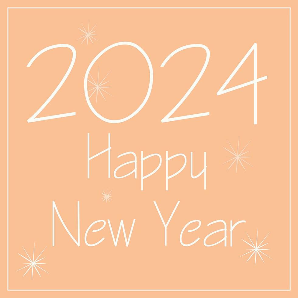 Postcard in peach color, new year's color, 2024 new year vector