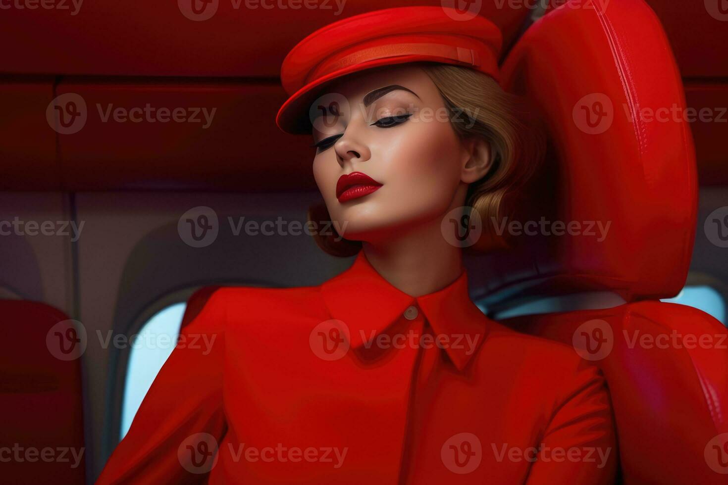 AI generated Stylish woman in a red outfit photo