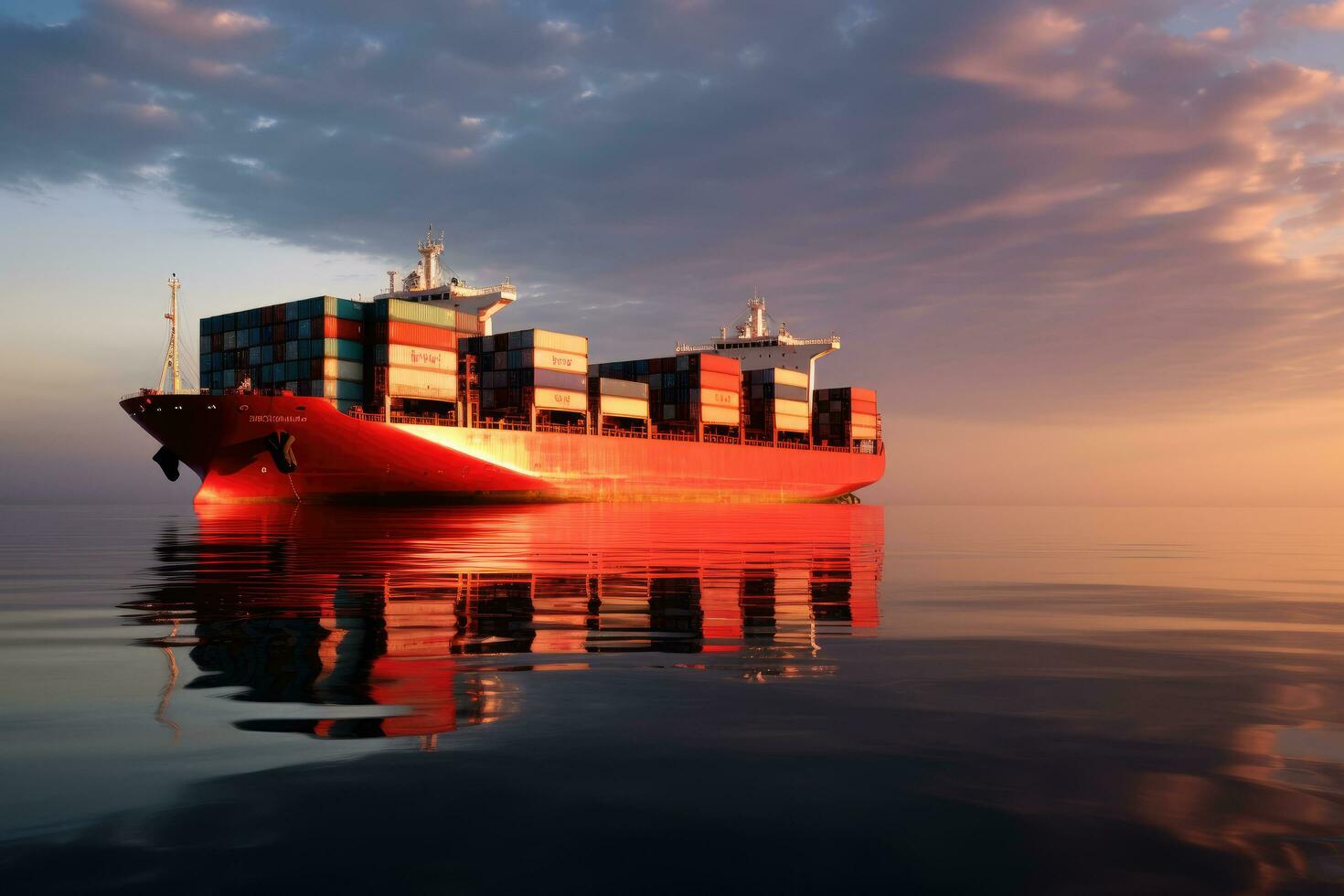 AI generated Container Cargo freight ship in the calm sea Ai generator photo