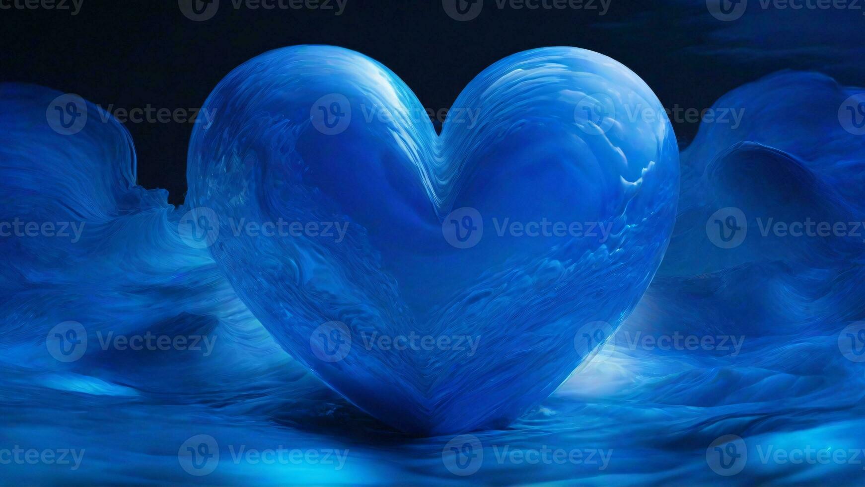 AI generated Valentine's day abstract background, 3D rendering, blue heart photo