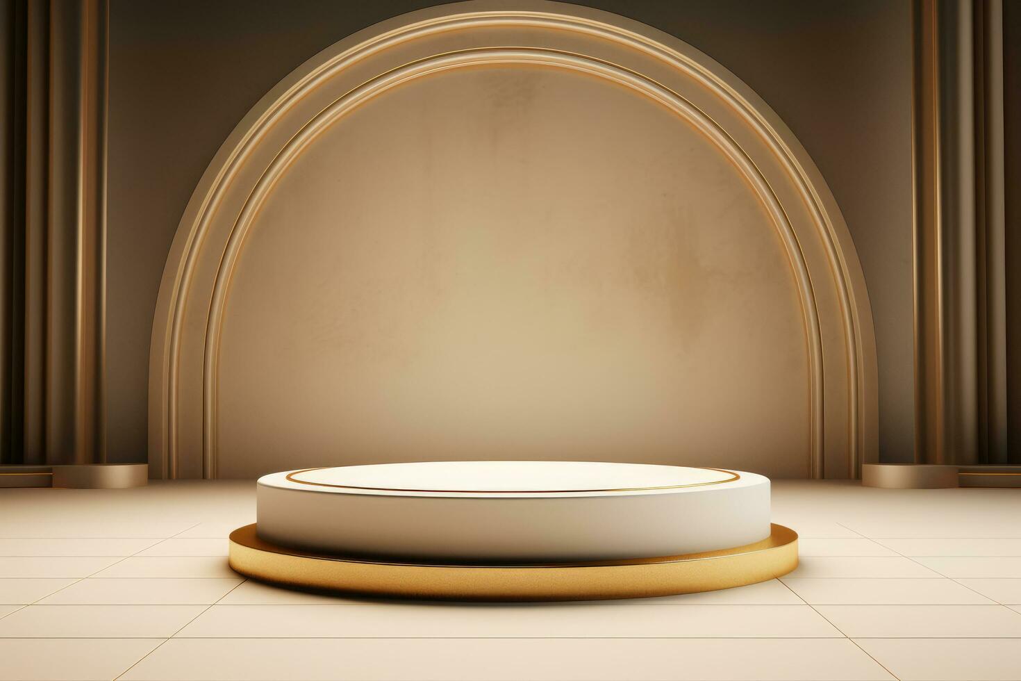 AI generated 3d podium for product presentation and on color background luxury style 3d model Ai generator photo
