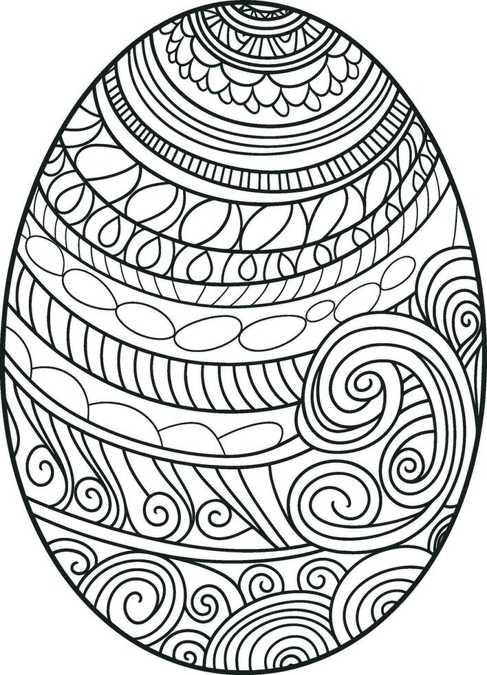 Easter egg icon with glint, simple easter egg traditional with wavy line patterns symbol vector sign, flat black silhouette on white background. AI generated illustration.