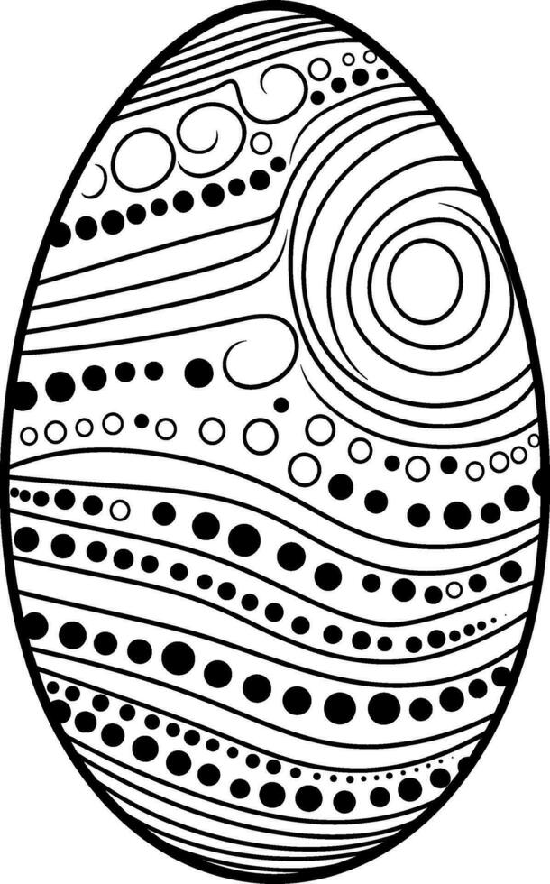 Easter egg icon with glint, simple easter egg traditional with wavy line patterns symbol vector sign, flat black silhouette on white background. AI generated illustration.