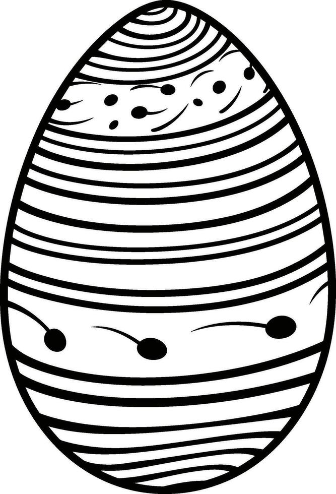 Easter egg icon with glint, simple easter egg traditional with wavy line patterns symbol vector sign, flat black silhouette on white background. AI generated illustration.