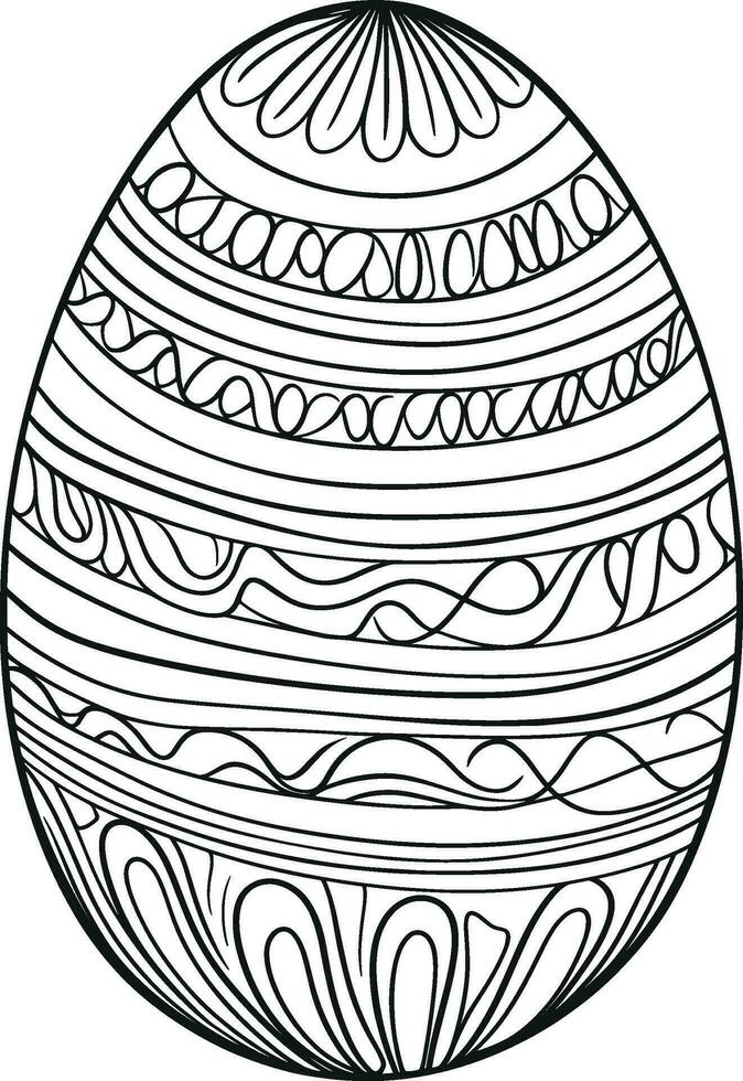 Easter egg icon with glint, simple easter egg traditional with wavy line patterns symbol vector sign, flat black silhouette on white background. AI generated illustration.