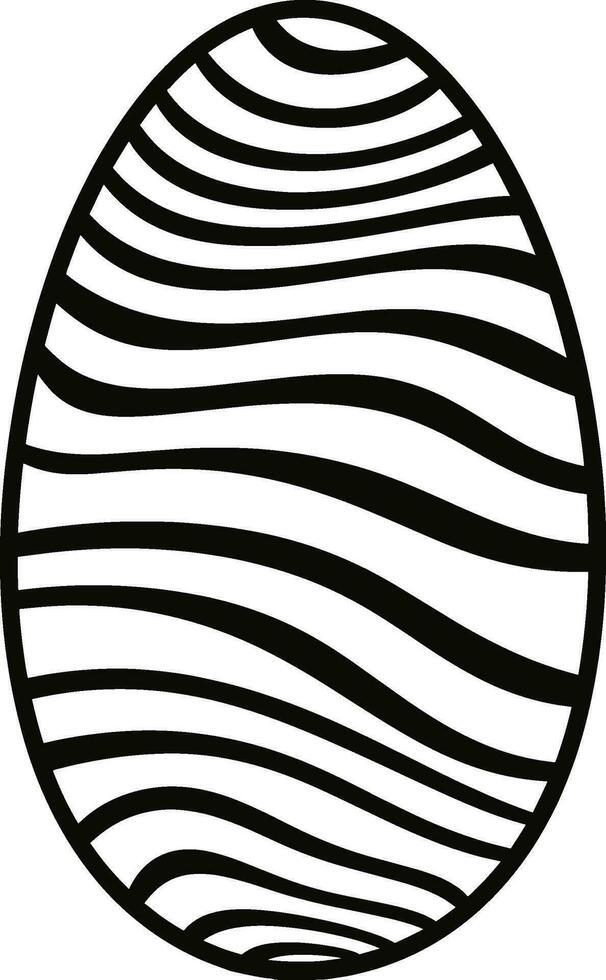 Easter egg icon with glint, simple easter egg traditional with wavy line patterns symbol vector sign, flat black silhouette on white background. AI generated illustration.