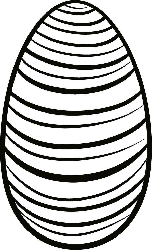 Easter egg icon with glint, simple easter egg traditional with wavy line patterns symbol vector sign, flat black silhouette on white background. AI generated illustration.
