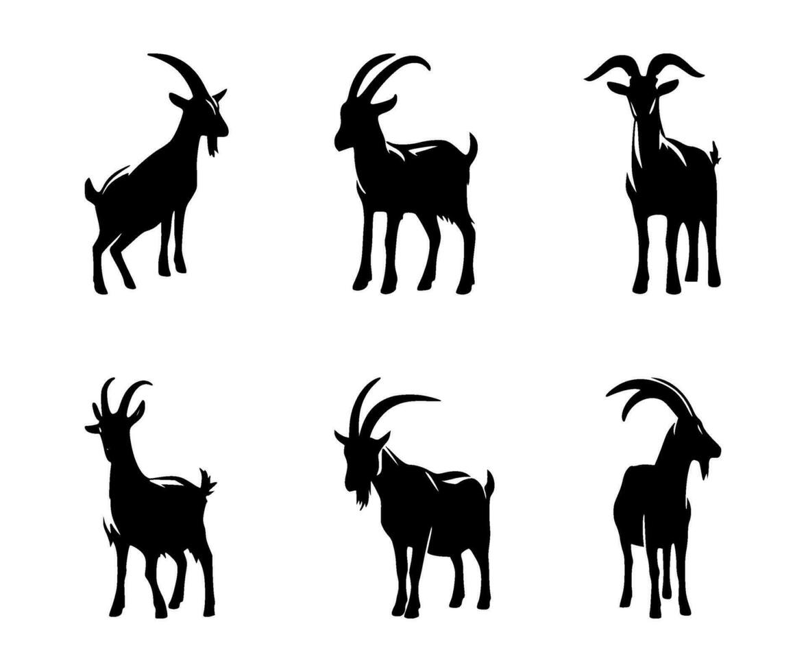 AI generated set of goat silhouettes on isolated background vector