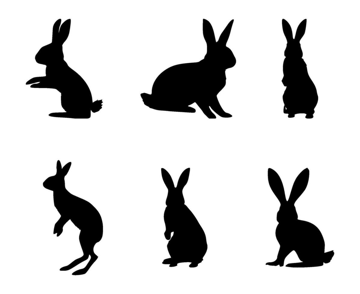 AI generated set of rabbit silhouettes on isolated background vector