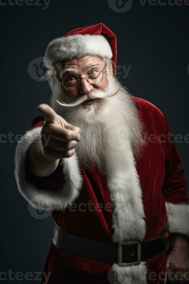 AI generated Santa Claus Giving a Thumbs Up and Pointing Finger photo