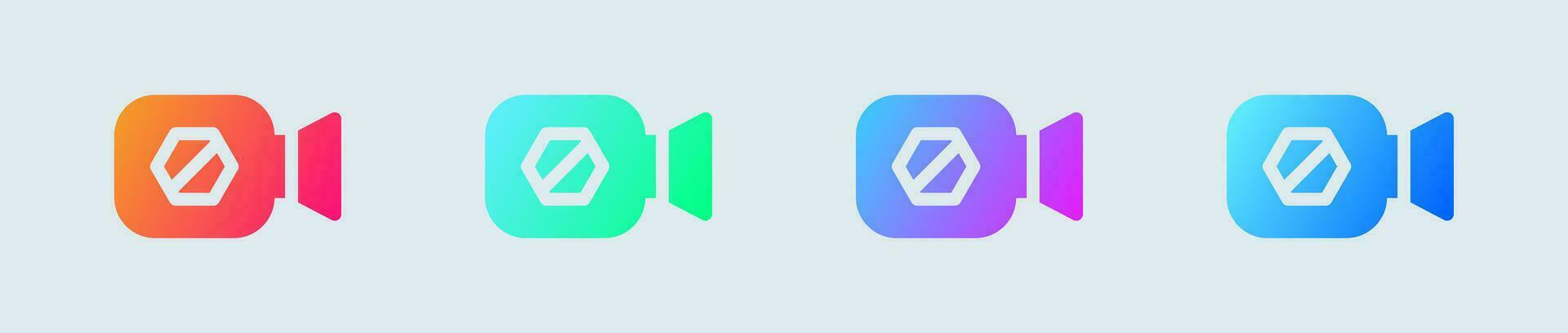 Block video solid icon in gradient colors. Protection signs vector illustration.