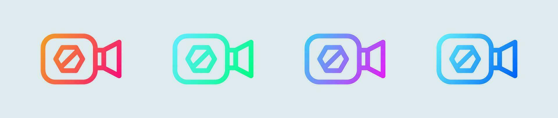 Block video line icon in gradient colors. Protection signs vector illustration.