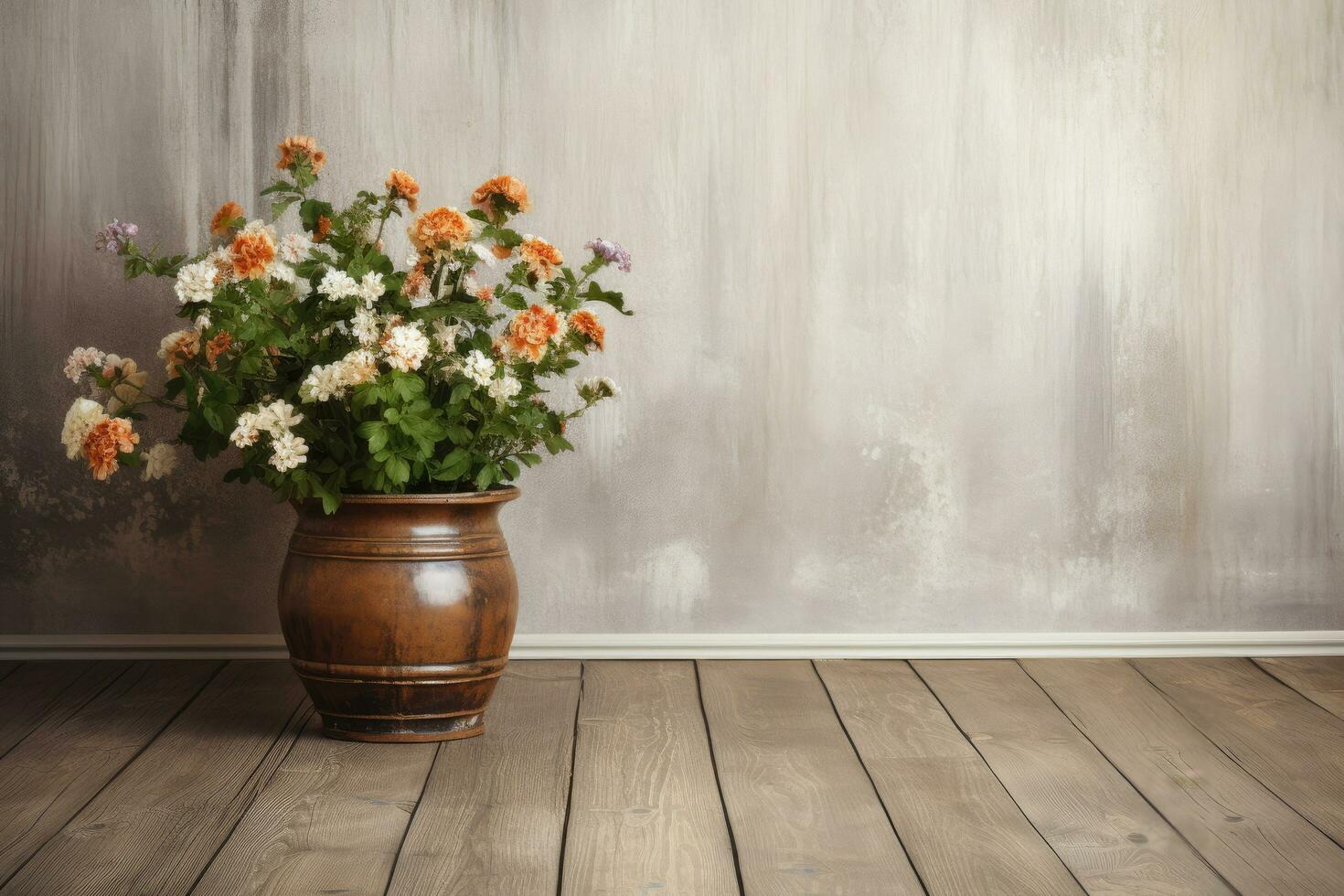 AI generated Empty wood background with vase for product display Ai generated photo