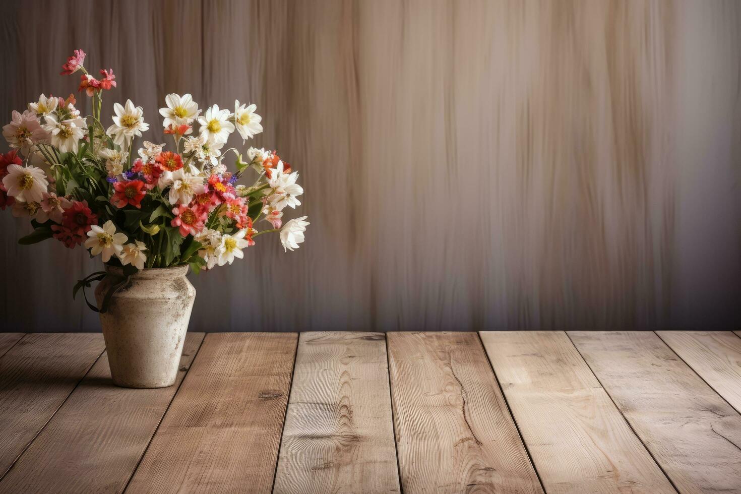 AI generated Empty wood background with vase for product display Ai generated photo