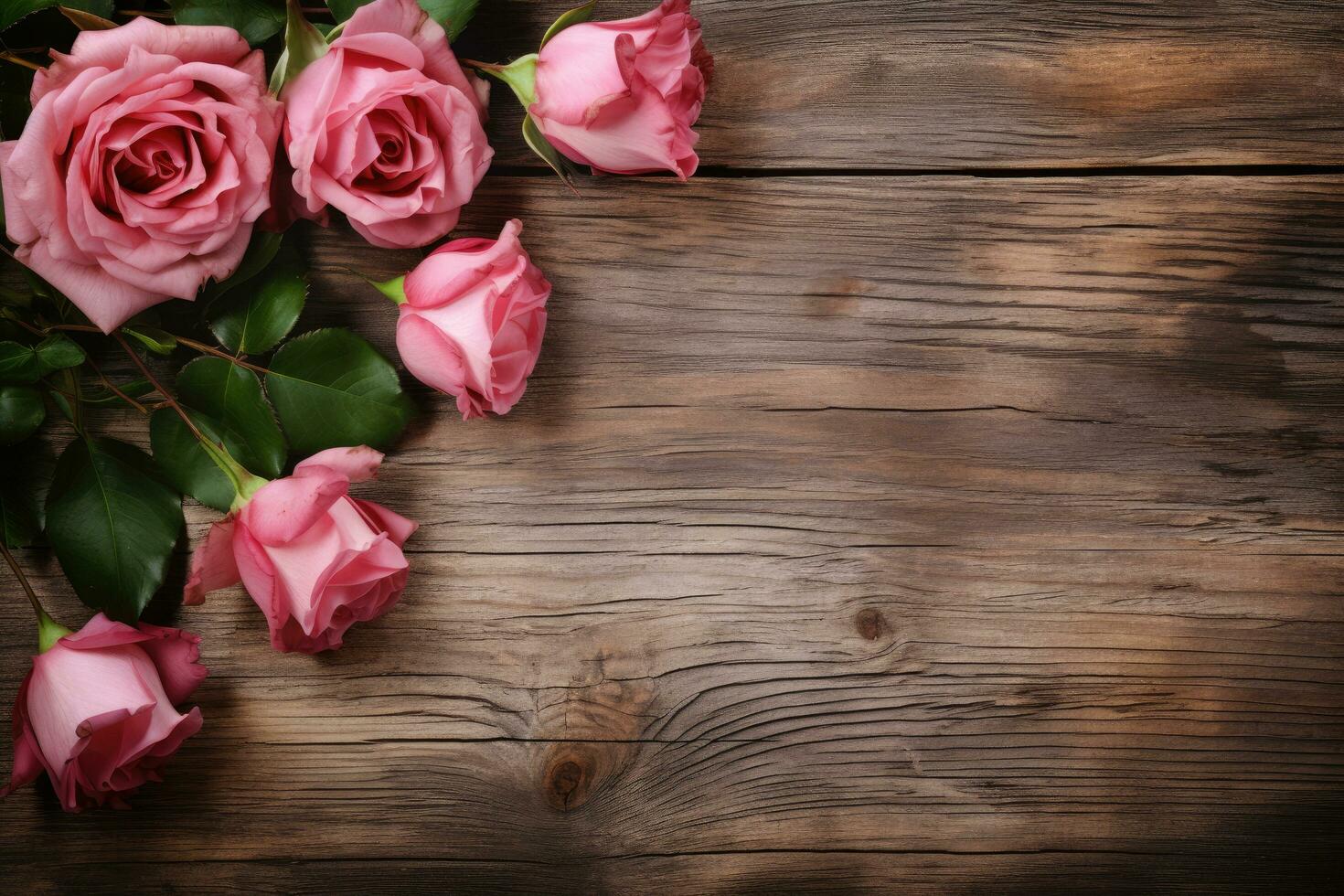 AI generated Empty wood background with flower for product display Ai generated photo