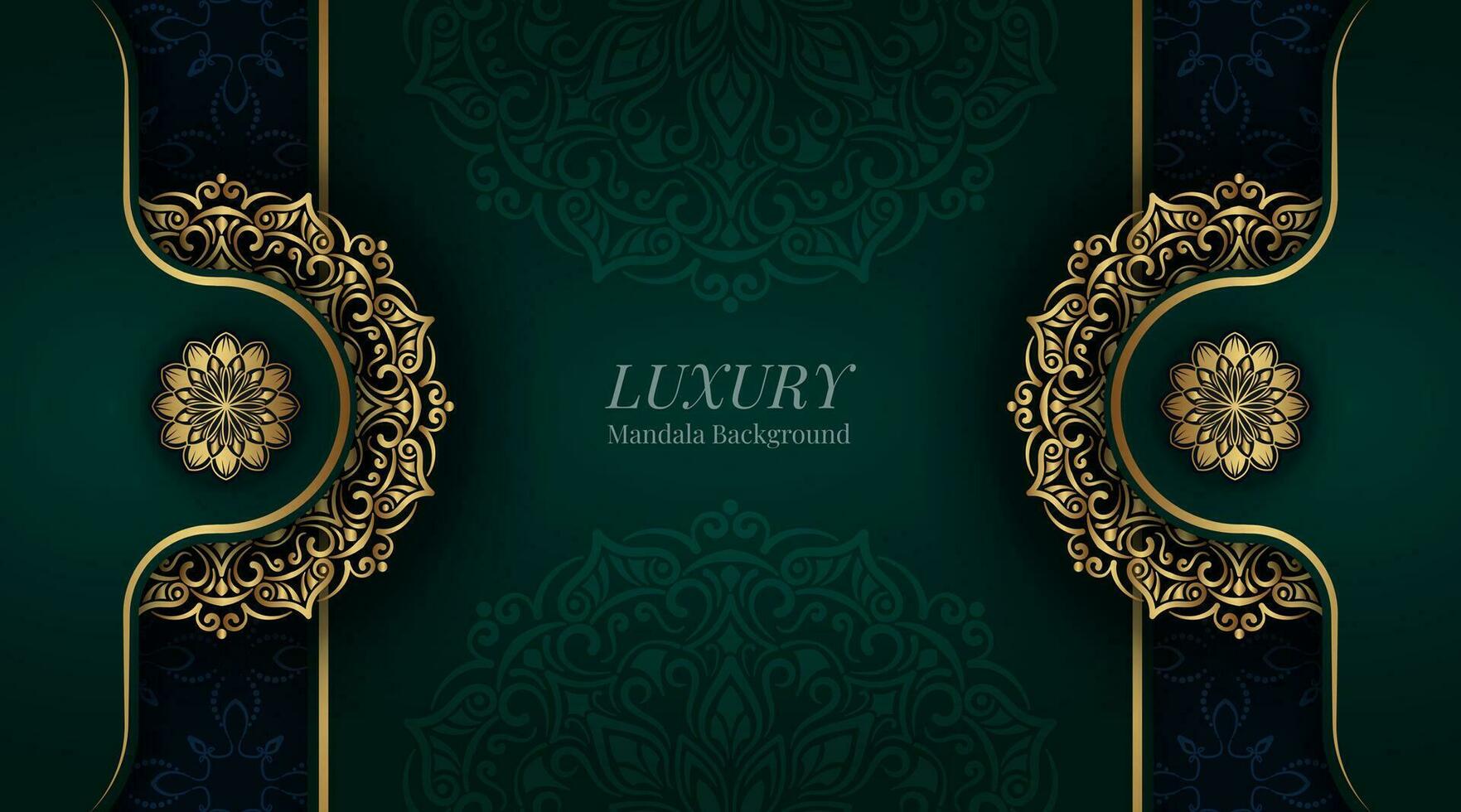 luxury green background, with gold mandala vector