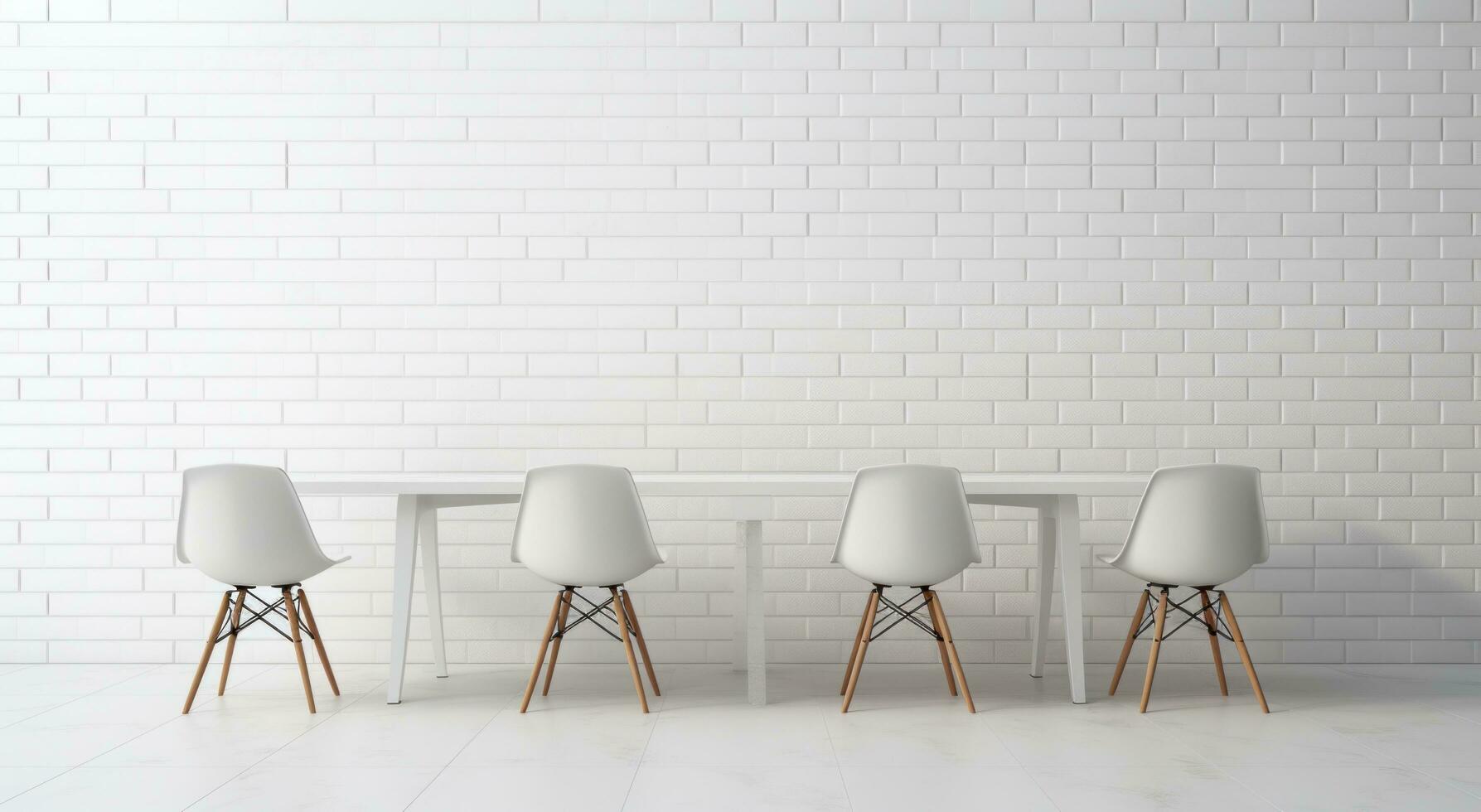 AI generated white chairs and desk in meeting room photo