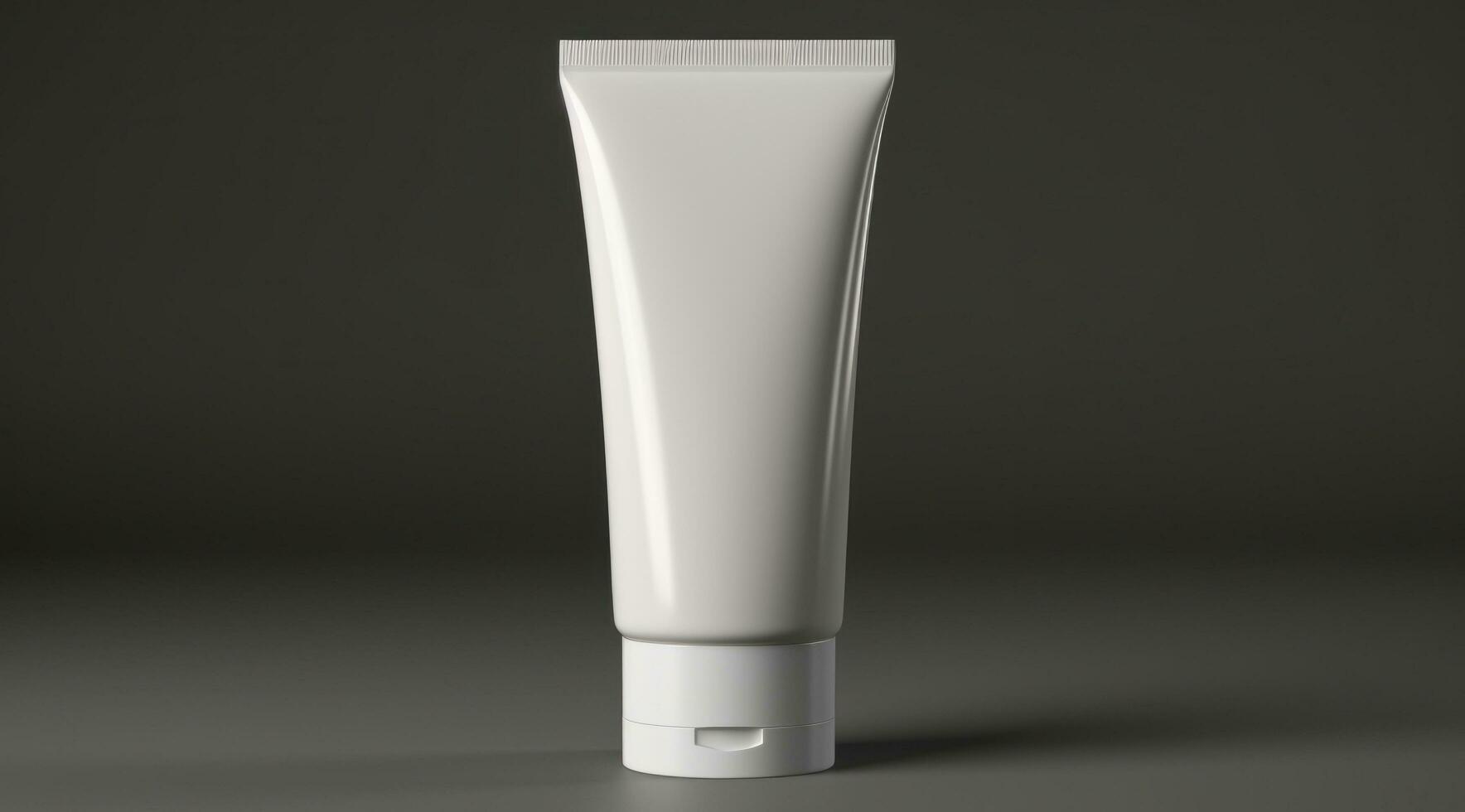 AI generated white tube skin cream on white table top photo