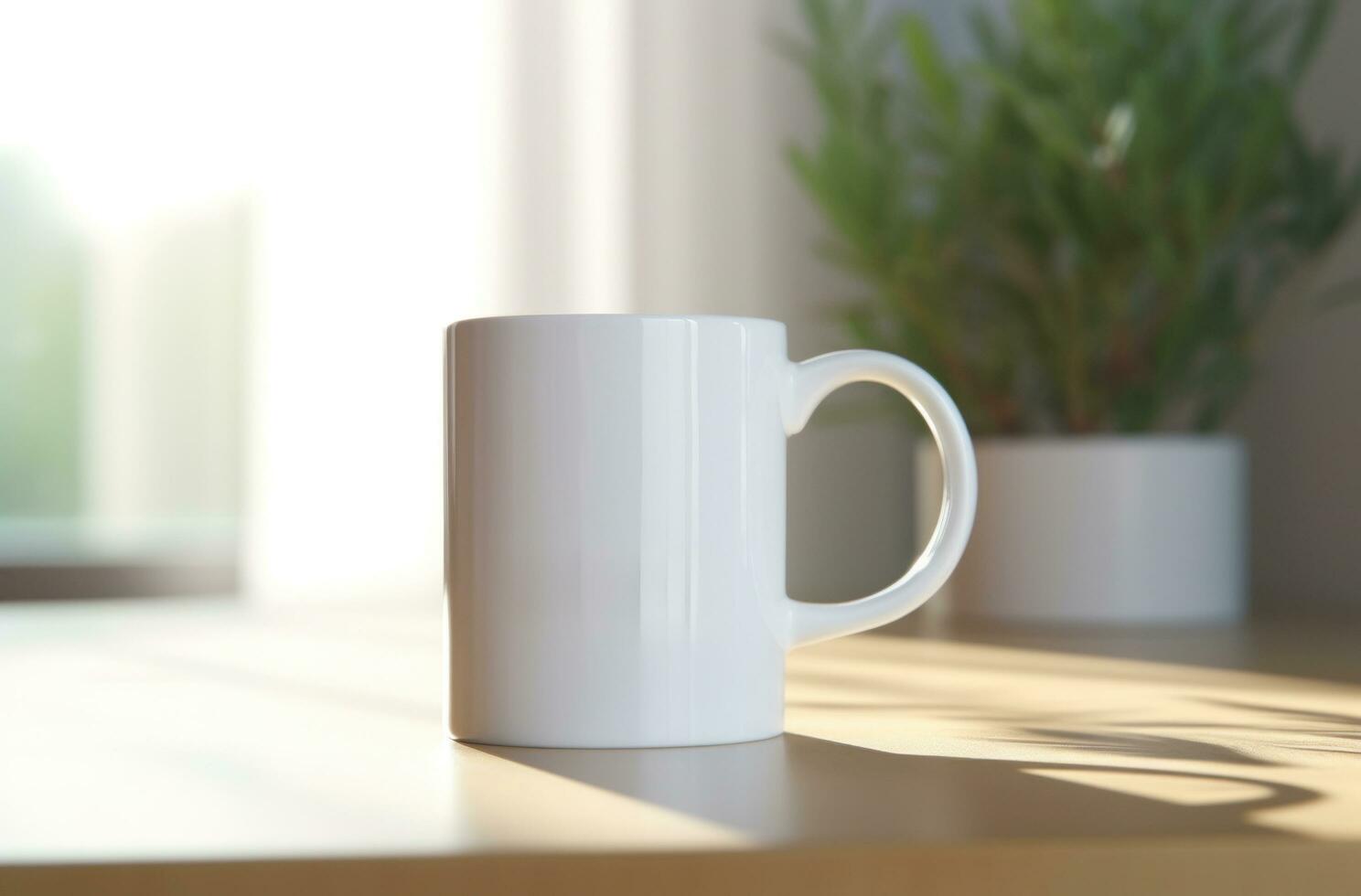 AI generated white mug in a corner of a room photo