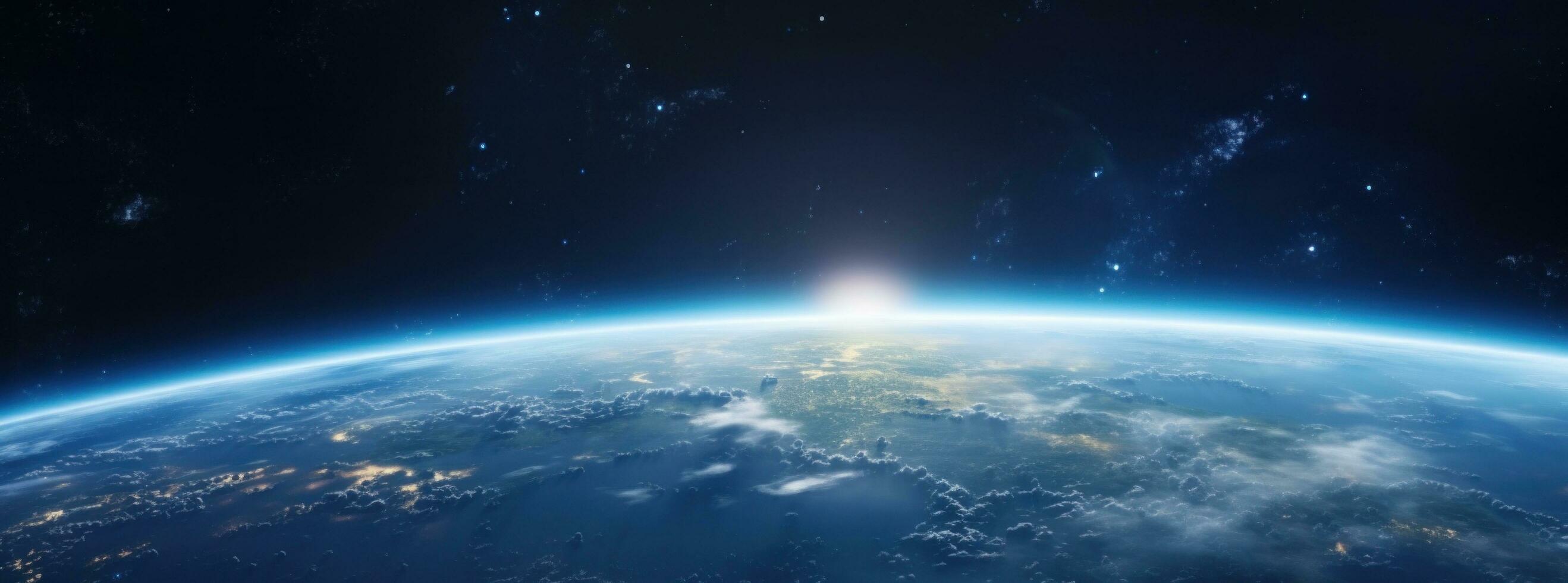 AI generated the earth is in space looking through the stars photo