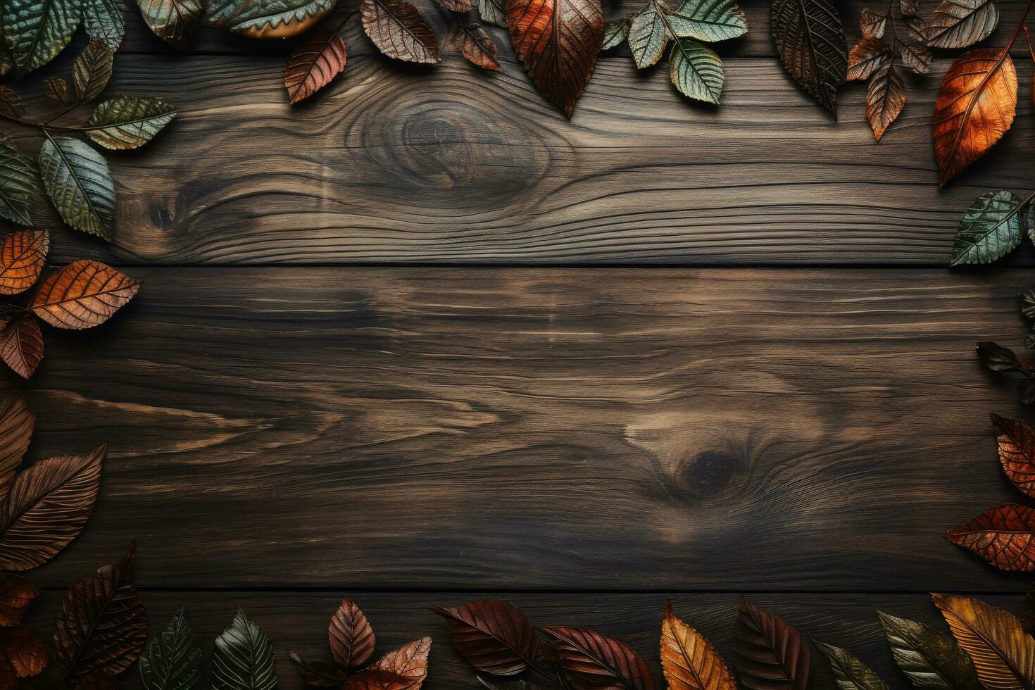 AI generated Empty wood background with leaf for product display Ai generated photo