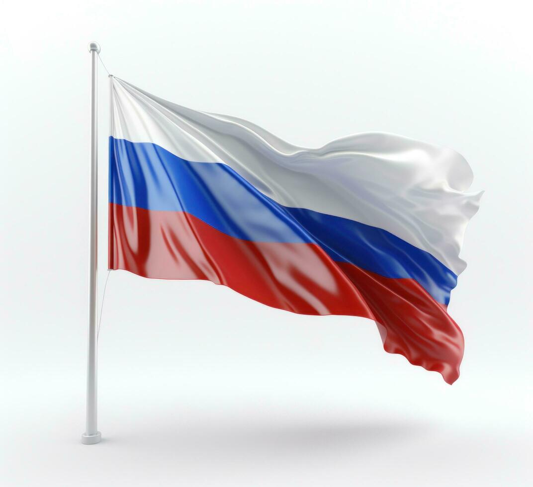 ai generado Rusia bandera volador en el viento aislado en blanco antecedentes foto