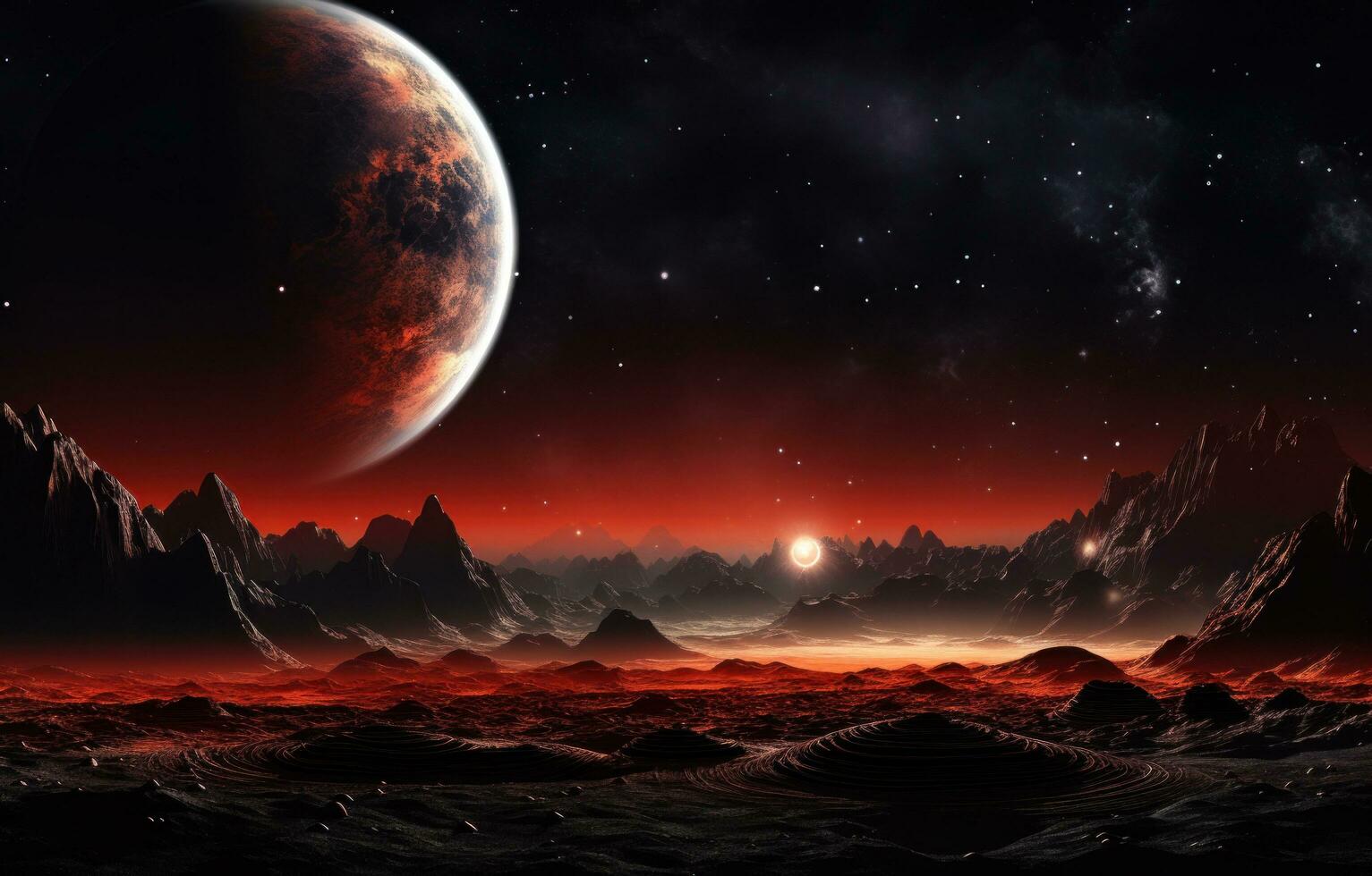 AI generated planets and stars in space photo