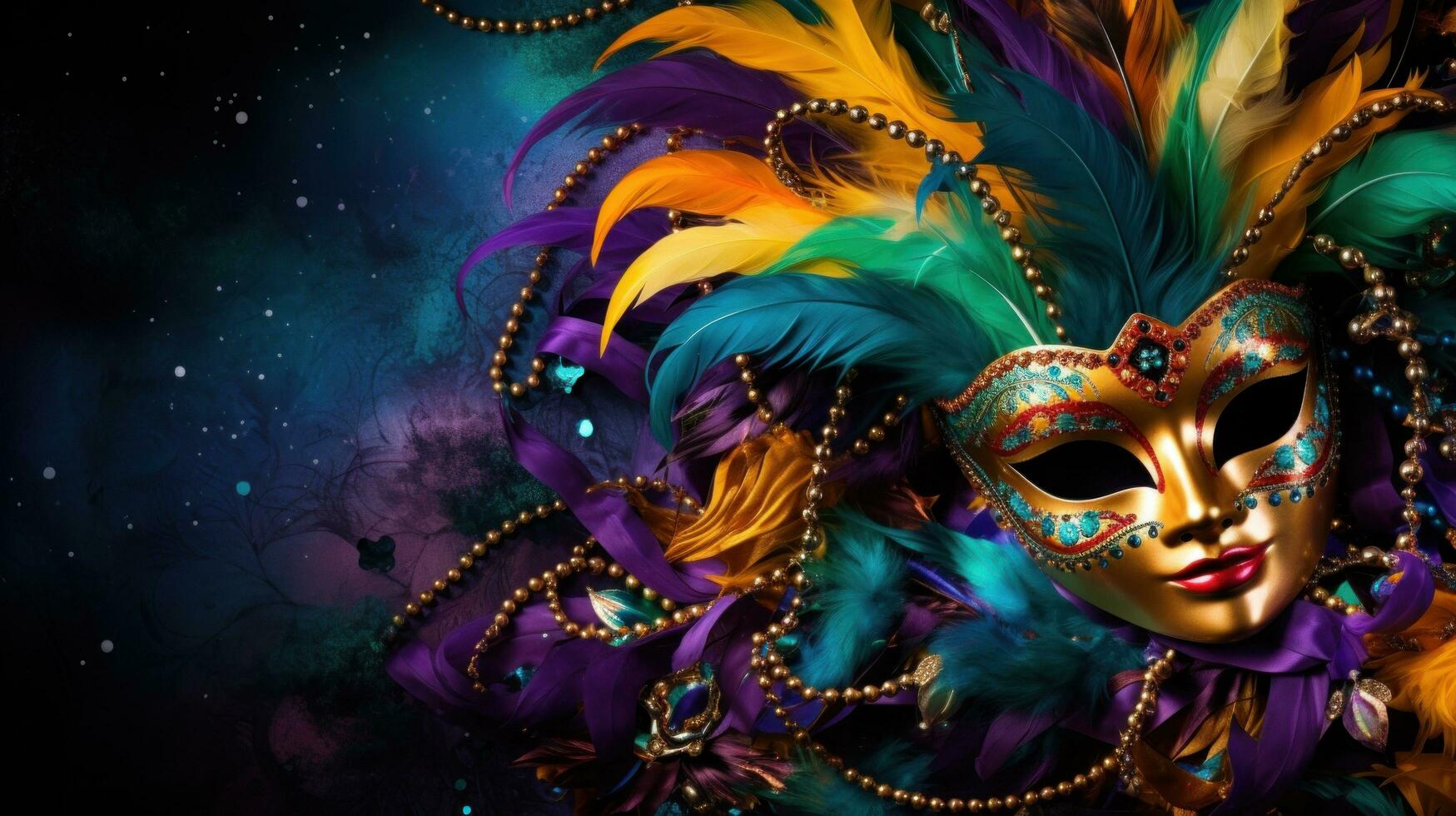 AI generated A vivid carnival background filled with lively colors, masks, and festive flair photo